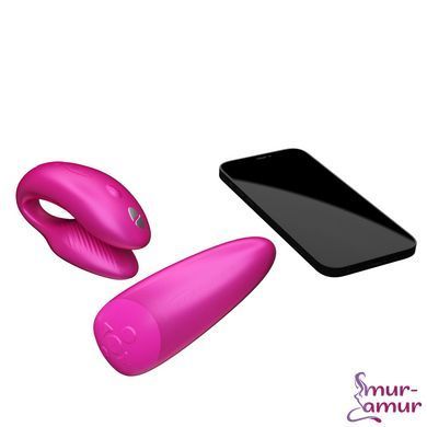 Смарт-вибратор для пар We-Vibe Chorus Cosmic Pink, сенсорное управление вибрациями сжатием пульта фото и описание