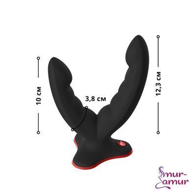 Подвійний фалоімітатор Fun Factory RYDE black, гнучкі стовбури, присоска