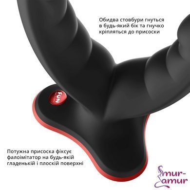 Подвійний фалоімітатор Fun Factory RYDE black, гнучкі стовбури, присоска