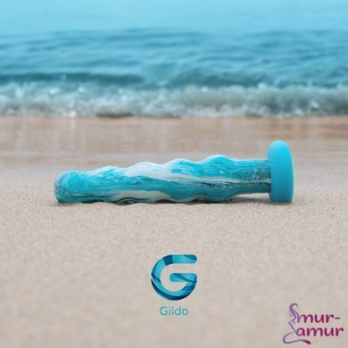 Стеклянный дилдо Gildo Ocean Flow, крупные бусины, силиконовое основание фото и описание