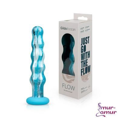 Стеклянный дилдо Gildo Ocean Flow, крупные бусины, силиконовое основание фото и описание