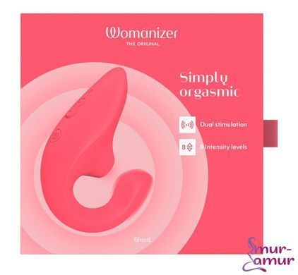 Вагінально-кліторальний стимулятор Womanizer Blend Vibrant Rose, вібрація + вакуум, 2 мотори фото і опис