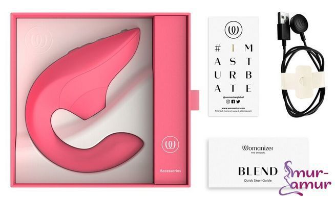 Вагінально-кліторальний стимулятор Womanizer Blend Vibrant Rose, вібрація + вакуум, 2 мотори фото і опис