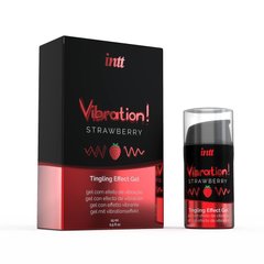 Жидкий вибратор Intt Vibration Strawberry (15 мл), густой гель, очень вкусный, действует до 30 минут фото и описание