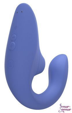 Вагінально-кліторальний стимулятор Womanizer Blend Vibrant Blue, вібрація + вакуум, 2 мотори фото і опис