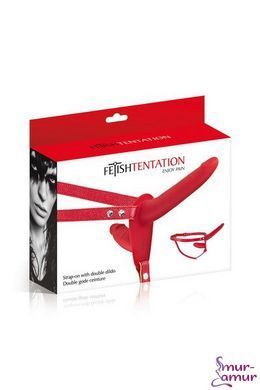 Двойной страпон Fetish Tentation Strap-On with Double Dildo Red фото и описание