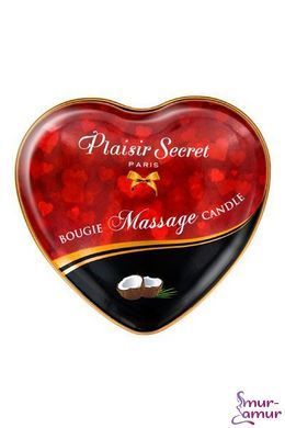 Массажная свеча сердечко Plaisirs Secrets Coconut (35 мл) фото и описание
