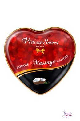 Масажна свічка серце Plaisirs Secrets Coconut (35 мл) фото і опис