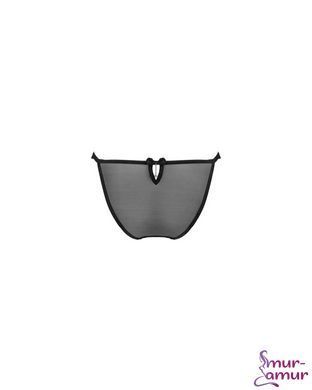 Полупрозрачные трусики с подвеской Obsessive Ivannes panties black S/M, черные фото и описание