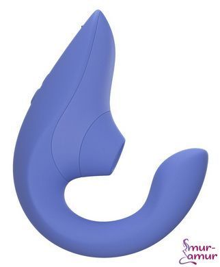 Вагінально-кліторальний стимулятор Womanizer Blend Vibrant Blue, вібрація + вакуум, 2 мотори фото і опис