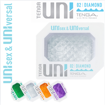 Унісекс-стимулятор Tenga UNI Diamond, білий, із зубчастим рельєфом, лубрикант у комплекті