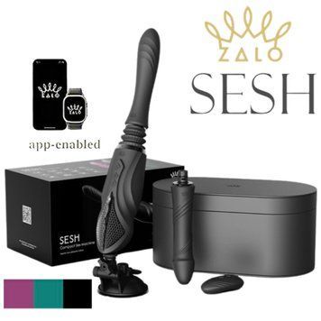 Компактна смарт секс-машина Zalo &ndash; Sesh Obsidian Black, 2 насадки, пульт ДК, кристал Swarovski