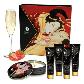 Подарочный набор Shunga GEISHAS SECRETS - Sparkling Strawberry Wine: для шикарной ночи вдвоем фото и описание