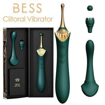 Вагінально-кліторальний вібратор Zalo &mdash; Bess Turquoise Green, багатофункціональний із насадками