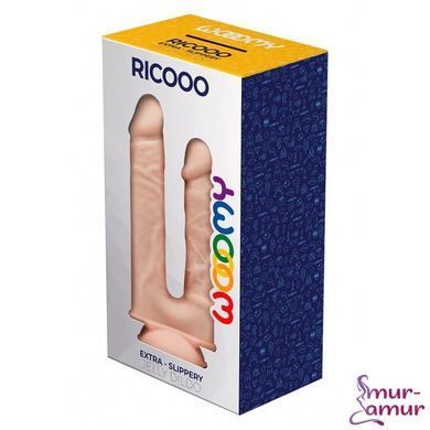Двойной фаллоимитатор Wooomy Ricooo, с присоской, размер 19х4,3 см и 17х3,3 см