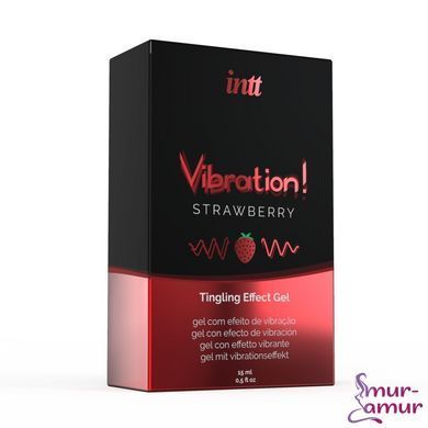 Жидкий вибратор Intt Vibration Strawberry (15 мл), густой гель, очень вкусный, действует до 30 минут фото и описание