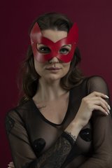 Маска кішечки Feral Feelings - Kitten Mask, натуральна шкіра, червона фото і опис