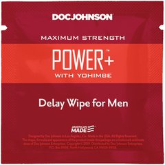 Пролонгирующая салфетка Doc Johnson Power+ Delay Wipe For Men с экстрактом йохимбе фото и описание