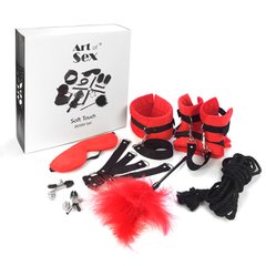 Набір БДСМ Art of Sex - Soft Touch BDSM Set, 9 предметів, Червоний фото і опис