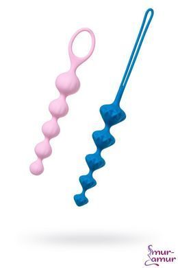 Набор анальных бус Satisfyer Beads Colored, силикон , макс. диаметр 3,3см и 3,5см фото і опис