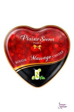 Масажна свічка серце Plaisirs Secrets Mojito (35 мл) фото і опис