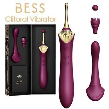 Вагінально-кліторальний вібратор Zalo &mdash; Bess Velvet Purple, мультифункціональний із насадками