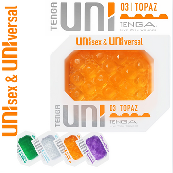 Унісекс-стимулятор Tenga UNI Topaz, помаранчевий, рельєф у вигляді горбків, лубрикант у комплекті