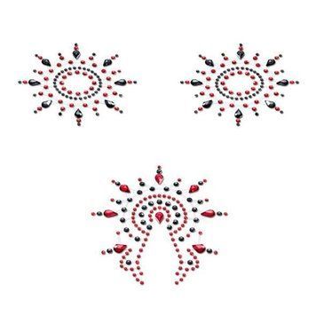 Пэстис из кристаллов Petits Joujoux Gloria set of 3 - Black/Red, украшение на грудь и вульву фото и описание