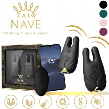 Смарт-вібратор для грудей Zalo - Nave Obsidian Black, пульт ДК, робота через додаток