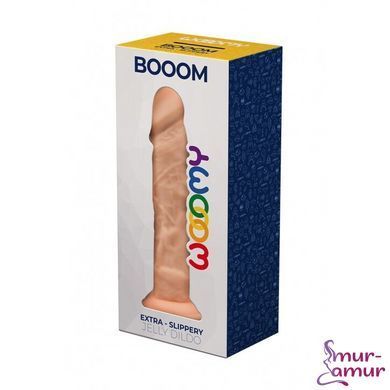 Фалоимитатор Wooomy Booom, с присоской, совместим с трусиками для страпона, 19,3х4,3 см