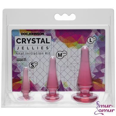 Набор анальных пробок Doc Johnson Crystal Jellies - Pink, макс. диаметр 2см - 3см - 4см