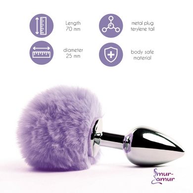 Анальная пробка FeelzToys - Bunny Tails Butt Plug Purple фото и описание