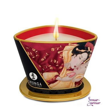 Массажная свеча Shunga Massage Candle - Sparkling Strawberry Wine (170 мл) с афродизиаками фото и описание