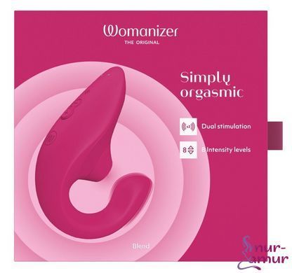 Вагінально-кліторальний стимулятор Womanizer Blend Vibrant Pink, вібрація + вакуум, 2 мотори фото і опис