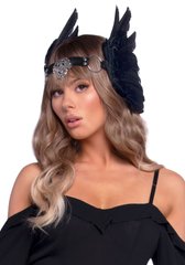 Повязка на голову с крыльями Leg Avenue Feather headband Black, перья и натуральная кожа фото и описание