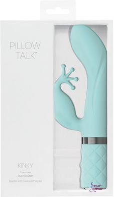 Роскошный вибратор-кролик Pillow Talk - Kinky Teal с кристаллом Сваровски, мощный фото и описание