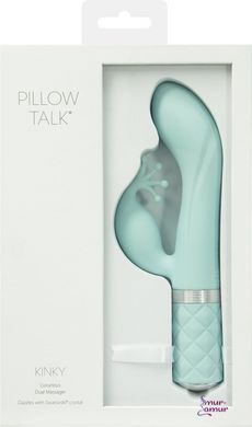 Роскошный вибратор-кролик Pillow Talk - Kinky Teal с кристаллом Сваровски, мощный фото и описание