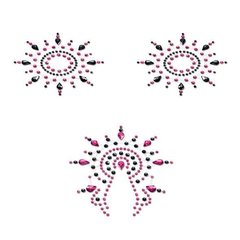 Пэстис з кристалів Petits Joujoux Gloria set of 3 - Black/Pink, прикраса на груди і вульву фото і опис