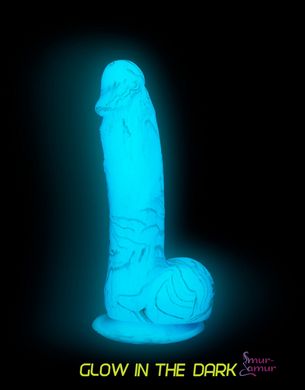 Светящийся в темноте фаллоимитатор ADDICTION - LUKE - 7.5" - BLUE G.I.D. /W P фото и описание