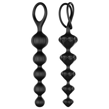Набор анальных бус Satisfyer Beads Black, силикон, макс. диаметр 3,3 см и 3,5 см фото и описание