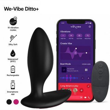 Анальная смарт-вибропробка We-Vibe Ditto+ Satin Black с пультом ДУ фото и описание