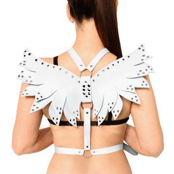 Жіноча портупея Art of Sex - Wings біла L-2XL, екошкіра фото і опис