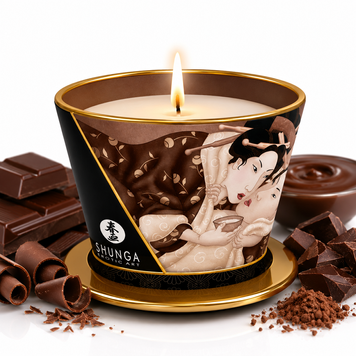 Массажная свеча Shunga Massage Candle - Intoxicating Chocolate (170 мл) с афродизиаками фото и описание