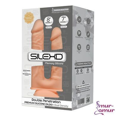 Фалоімітатор подвійний SilexD Double Gusto Flesh (Model 1 size 8" & 7"), двошаровий, силікон + Silexd