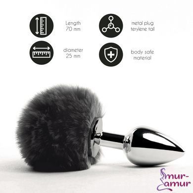 Анальна пробка FeelzToys - Bunny Tails Butt Plug Black
