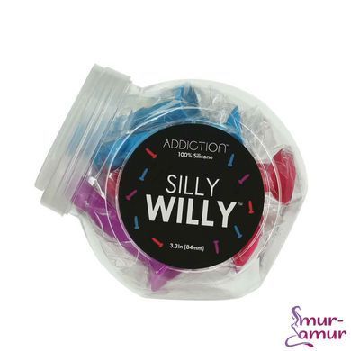 Набір фалоімітаторів ADDICTION Silly Willy 3.3&rdquo; Silicone Dildo, 3 кольори, 12 шт