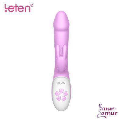 Вибратор-кролик с массирующим стволом и подогревом Leten Alina Purple, два мотора фото и описание