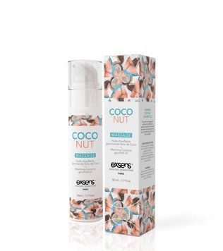 Масажна олія EXSENS Coconut 50 мл розігріває, без цукру, без парабенів, їстівне фото і опис