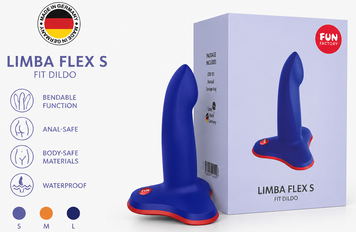 Фалоімітатор Fun Factory LIMBA FLEX S, синій, гнучкий, з ефектом пам&rsquo;яті, підходить для точки G