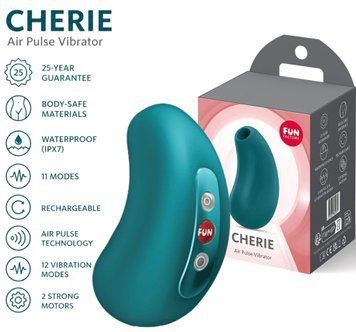 Вакуумний стимулятор з вібрацією Fun Factory Cherie Bottle Green, 11 + 12 режимів роботи, перезаряджуваний фото і опис